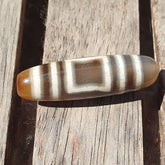 Himalayan Indo Tibetan Agate Circle and Square Eye Bead Dzi Amulet ATB-2